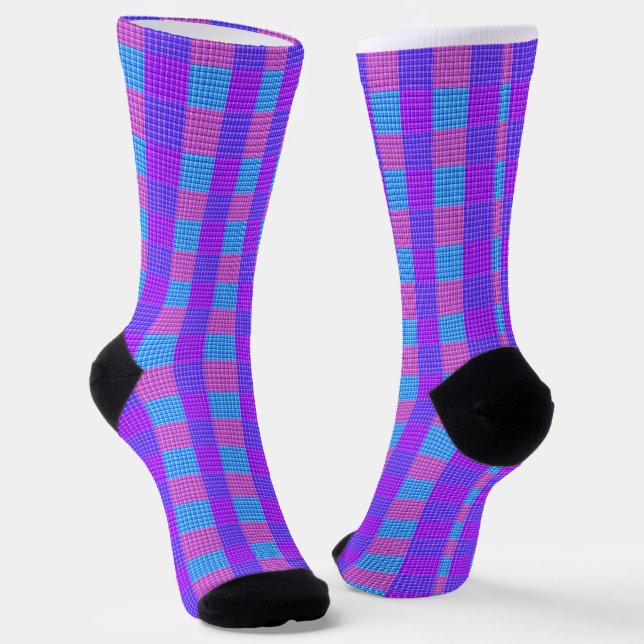 Bubblegum Tartan Print, Socks (Angled)