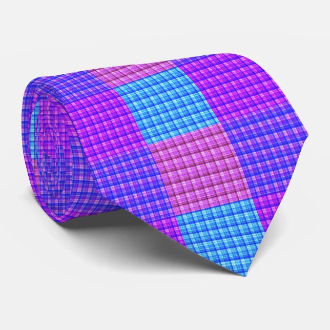 Bubblegum Tartan Print, Tie (Rolled)