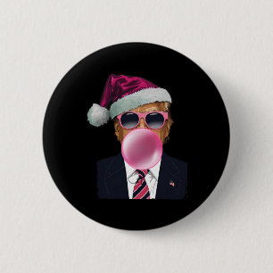 Bubblegum Trump Blowing Bubble Gum Christmas Pink  6 Cm Round Badge