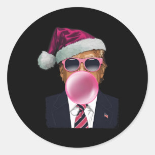 Bubblegum Trump Blowing Bubble Gum Christmas Pink  Classic Round Sticker
