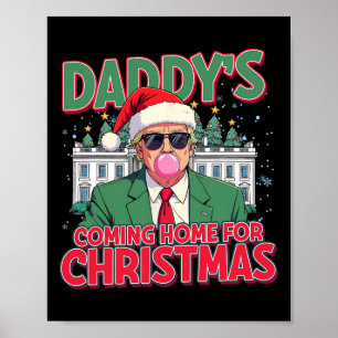 Bubblegum Trump Blowing Bubble Gum Christmas Pink Poster