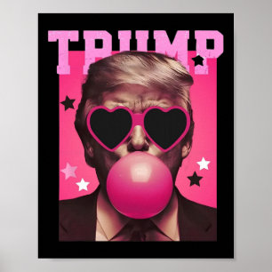 Bubblegum Trump Blowing Bubble Gum Christmas Pink Poster