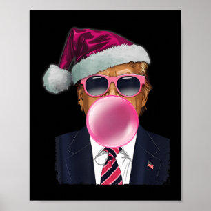 Bubblegum Trump Blowing Bubble Gum Christmas Pink Poster