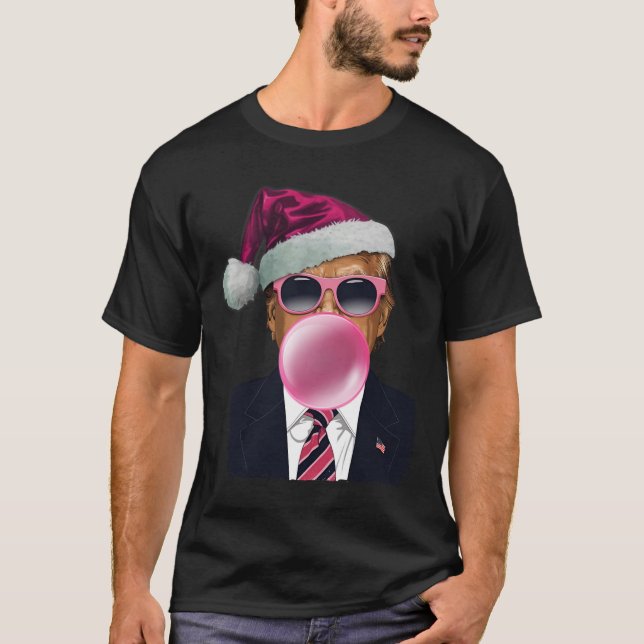 Bubblegum Trump Blowing Bubble Gum Christmas Pink  T-Shirt (Front)