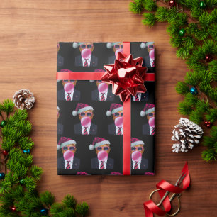 Bubblegum Trump Blowing Bubble Gum Christmas Pink Wrapping Paper