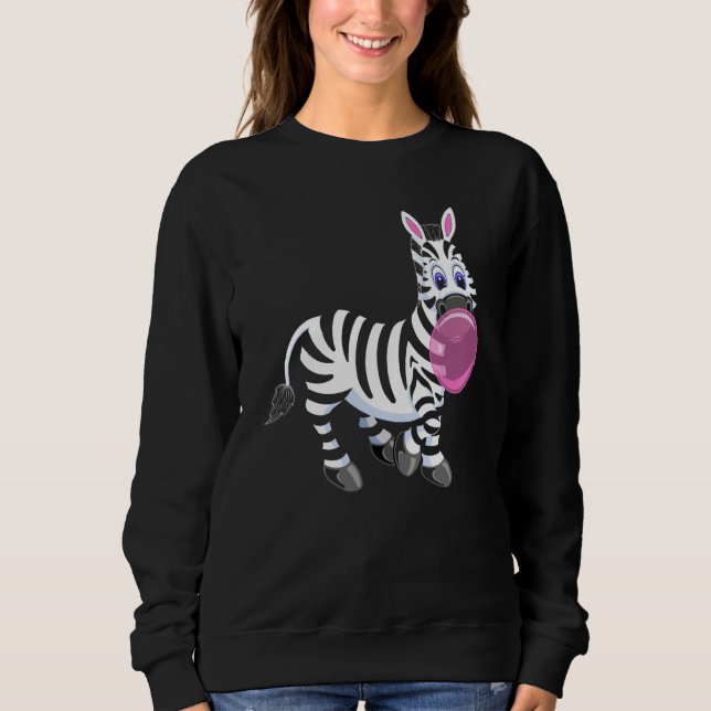 Bubblegum Zebra Cute Zoo Animal Sweatshirt (Front)