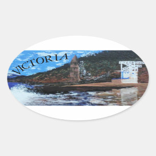 Bubblepacific bumper stickers, Victoria beach so L Oval Sticker