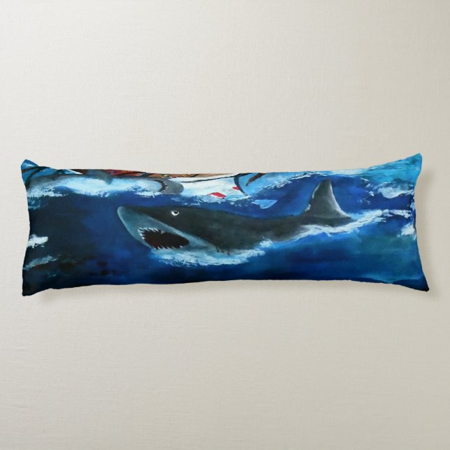 Bubblepacific pillows, great white & ocean water body cushion (Back)