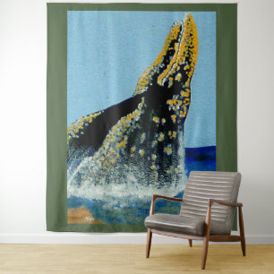 Bubblepacific wall tapestry, grey whale tapestry