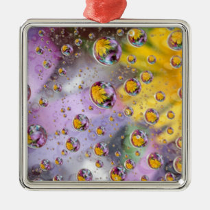 Bubbles abstract with flowers. Credit as: Nancy Metal Ornament