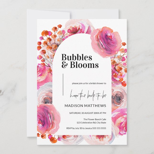 Bubbles and Blooms Bridal Shower Invitation (Front)