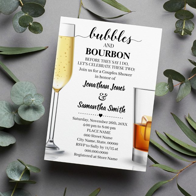 Bubbles and bourbon before I do couples shower Inv Invitation (Creator Uploaded)