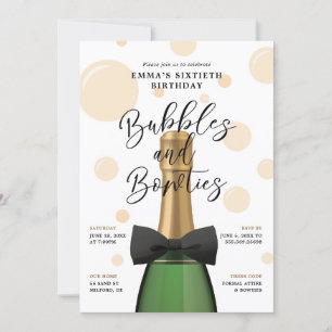 Bubbles and Bowties 60th Birthday Invitation
