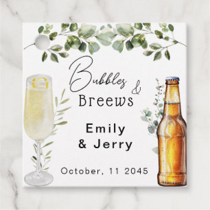 Bubbles And Breews Eucalyptus Couple Shower Party Favour Tags