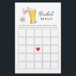 Bubbles and Brew  Couple's Shower Bingo games<br><div class="desc">Bubbles & Brew theme  Bridal / couples shower Bingo game with watercolor illustration of champagne & beer. . Personalise the back of the card with name of the couple and shower date.</div>