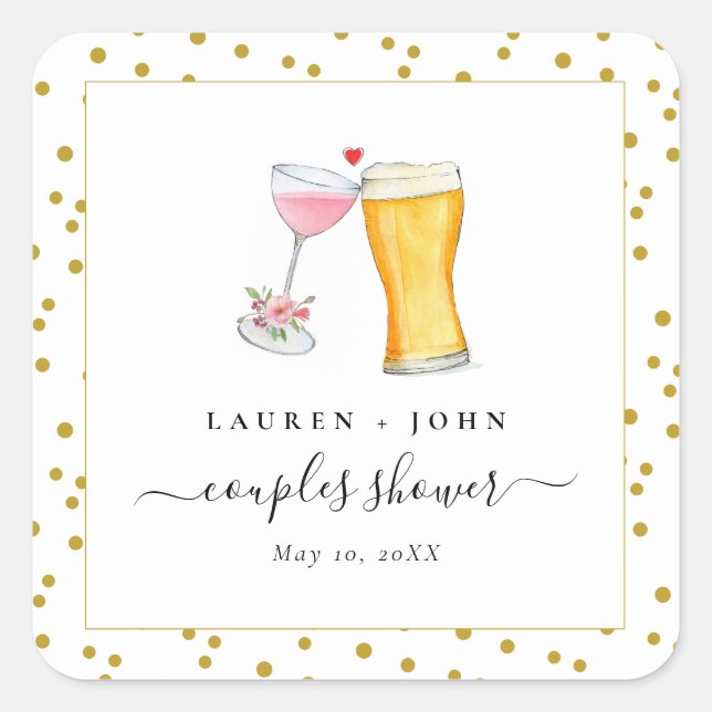 Bubbles and Brew Couples shower  Square Sticker (Front)