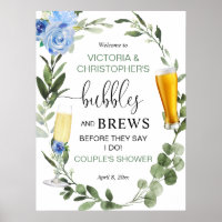 Bubbles and Brews couples baby shower welcome sign