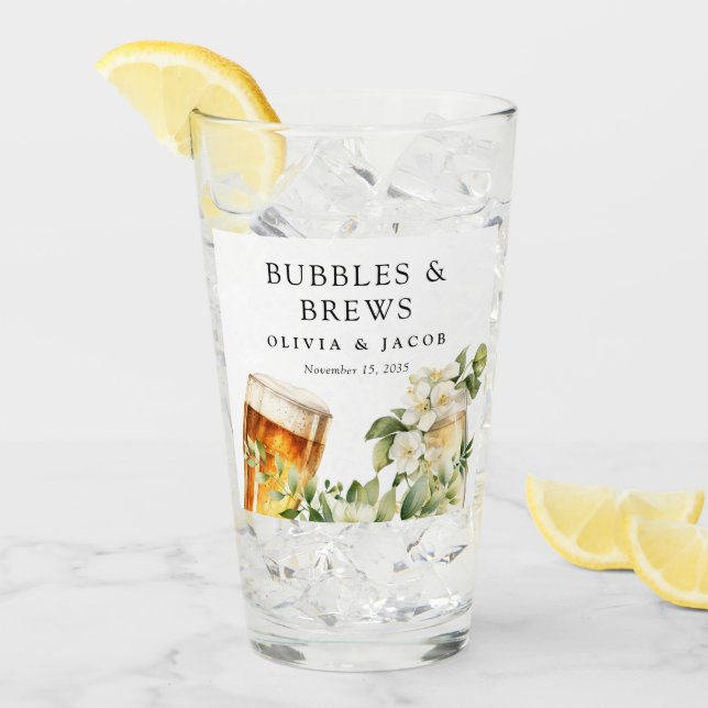 Bubbles and Brews Couples Shower Glass (Front Ice)