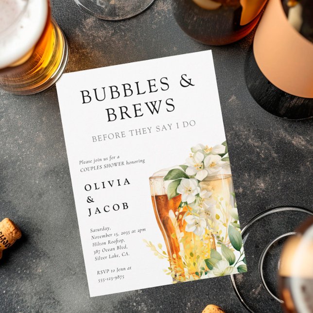 Bubbles and Brews Couples Shower Invitation (Creator Uploaded)