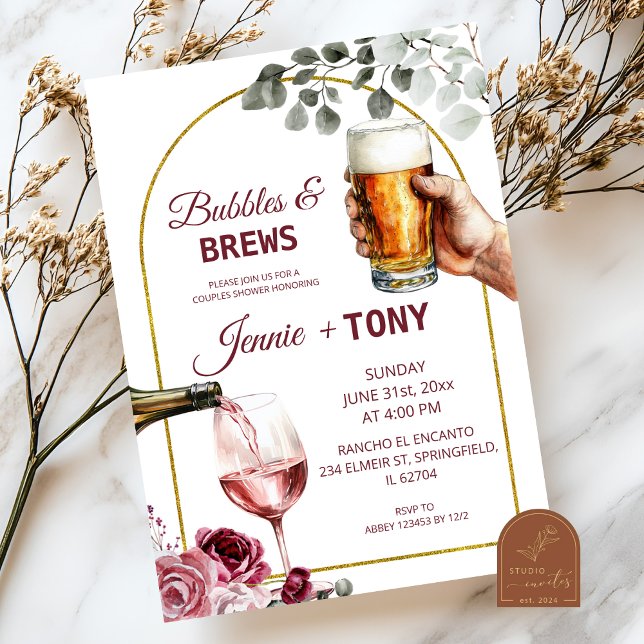Bubbles and Brews Couples Shower  Invitation (Creator Uploaded)