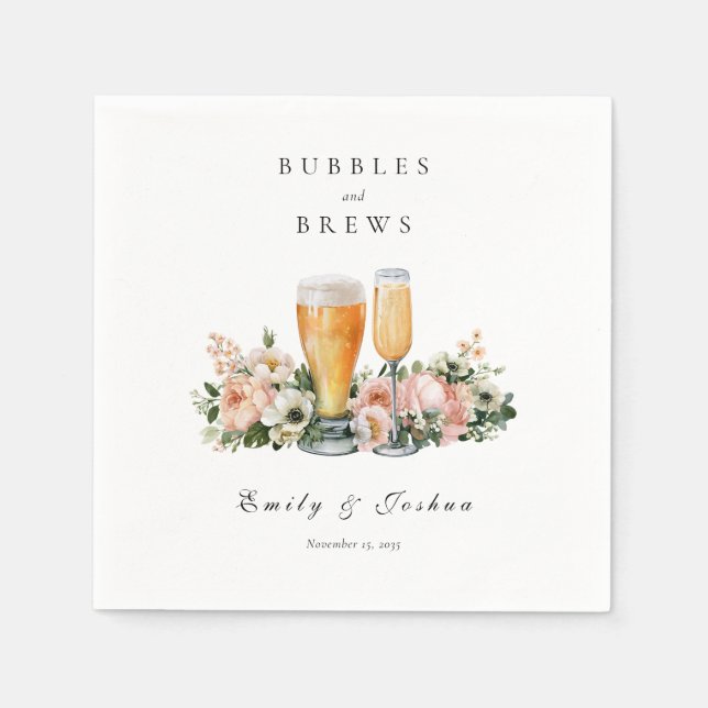 Bubbles and Brews Couples Shower Napkin (Front)