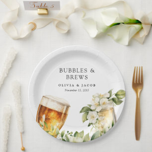 Bubbles and Brews Couples Shower Paper Plate