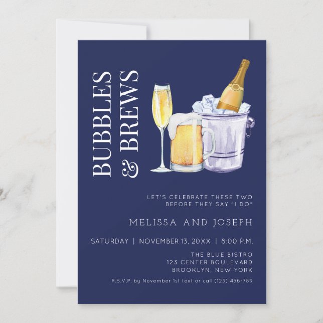 Bubbles and Brews Engagement Party Invitation (Front)