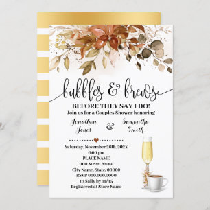 Bubbles and Brews Fall Coffee Bridal Shower  Invitation