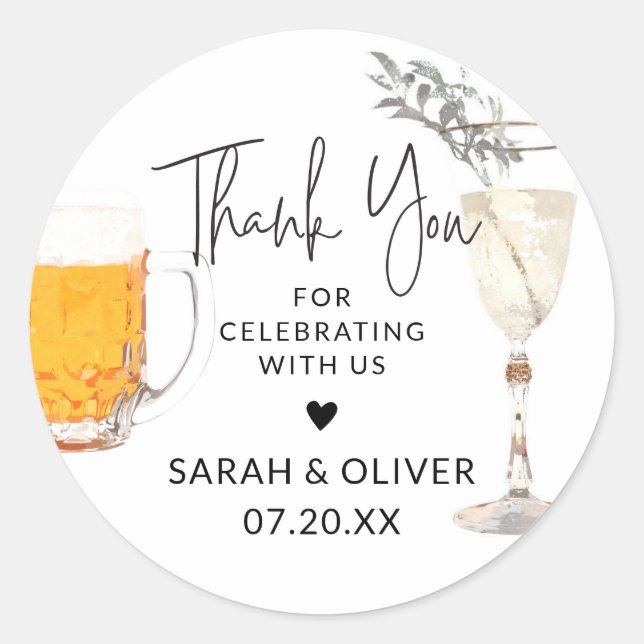 Bubbles and Brews Favour Stickers Wedding Shower (Front)