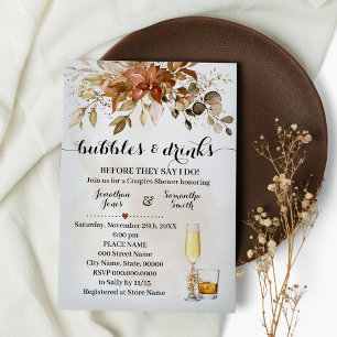 Bubbles and Drinks Couples Shower Fall Autumn Invitation