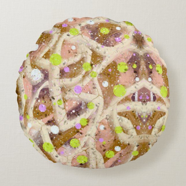 Bubbles and lines baby bib round cushion (Front)