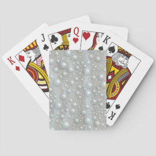 Bubbles and Pearls Silver Blue White Playing Cards