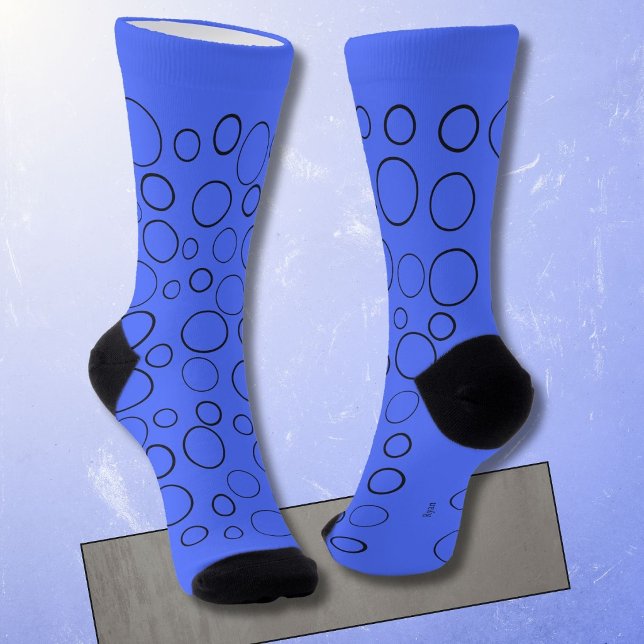 Bubbles and rings, black circles on blue socks (Creator Uploaded)