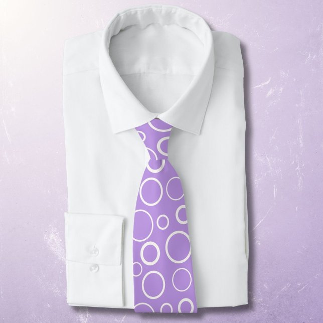 Bubbles and rings, white circles on lavender tie (Creator Uploaded)