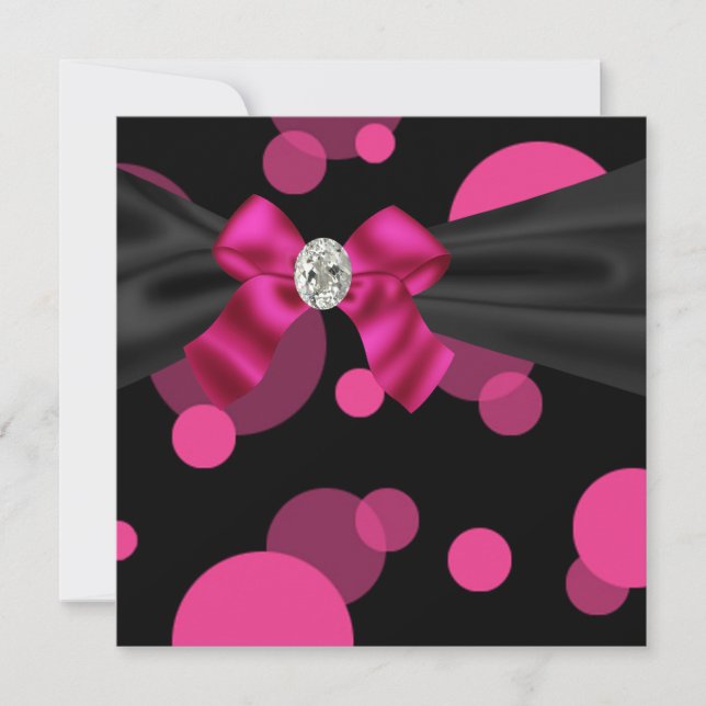 Bubbles Black Tie Party Pink Black Party Invitatio Invitation (Front)