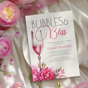 Bubbles Bliss Magenta Champagne Bridal Shower Invitation