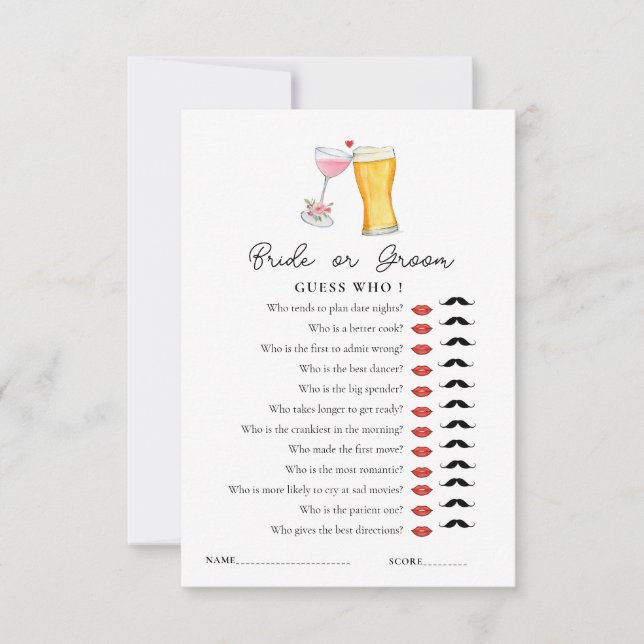 Bubbles & Brew 'Guess Who' Shower game  Invitation (Front)