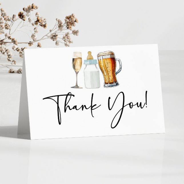 Bubbles Brews and Diapers Too! Baby Shower Thank You Card (Creator Uploaded)