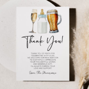 Bubbles Brews and Diapers Too! Baby Shower Thank You Card