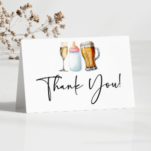 Bubbles Brews and Diapers Too! Baby Shower Thank You Card