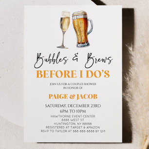 Bubbles Brews Before I Do's Wedding Couples Shower Invitation