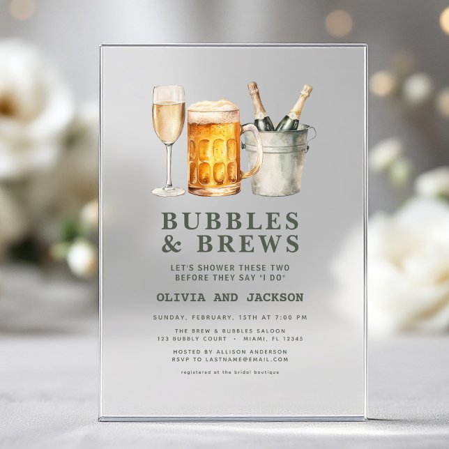 Bubbles & Brews Couples Shower Acrylic Invitations (Creator Uploaded)