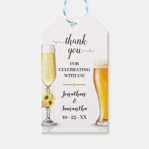 bubbles &  brews favour tag sunflower bridal showe