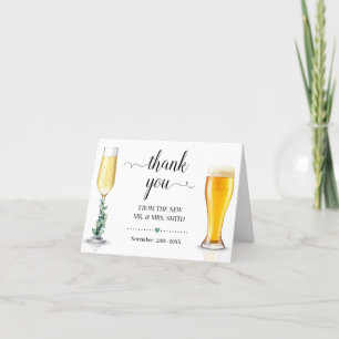 Bubbles & Brews Wedding Folded Thank You Card