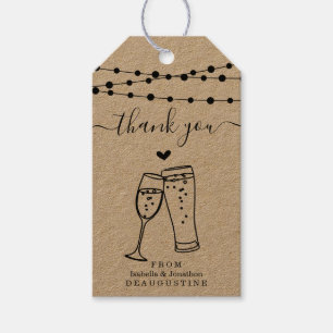Bubbles & Brews Wedding Thank You - Rustic Kraft Gift Tags