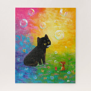 Bubbles Cat Mouse Fantasy Jigsaw Puzzle