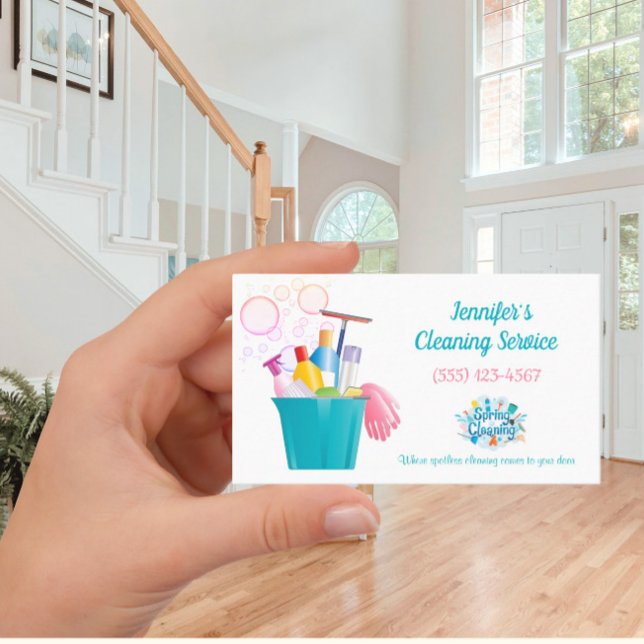 Bubbles Cleaning Supplies House Cleaning Services Business Card (Creator Uploaded)