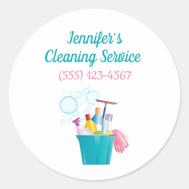 Bubbles Cleaning Supplies House Cleaning Services Classic Round Sticker (Front)