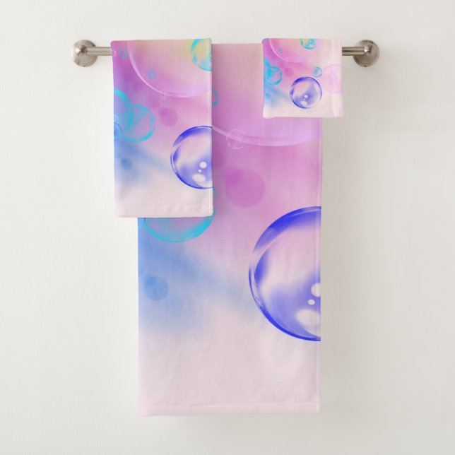 BUBBLES - Colourful Abstract Image of Fractal Art  Bath Towel Set (Insitu)