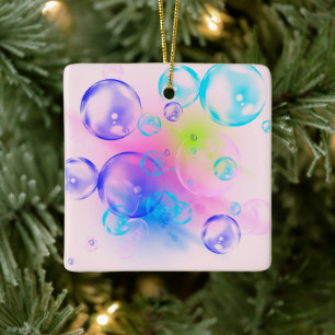 BUBBLES - Colourful Abstract Image of Fractal Art  Ceramic Ornament